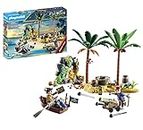 Playmobil Pirates 70962 Promo Pack Isola dei Pirati, Isola del tesoro dei pirati con scheletro e cannone che spara, giocattolo per bambini dai 4 anni in su