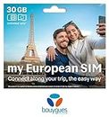 Europe SIM Card 30GB 30 Days with Call Home from Bouygues Telecom | Unlimited Calls and Text Within Europe | 50 Countries: Austria, Denmark, France, Germany, Greece, Italy, Portugal, Spain, UK
