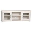 Flash Furniture Sheffield TV Stand up to 80" TVs - Modern White Wash Finish & Full Glass Doors - 65" Engineered Wood Frame - 3 Height Adjustable Shelves, 16" D x 65" W x 23.625" H