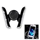 Crystal Car Phone Holder Air Vent Automatic Bling Phone Holder Universal Diamond Phone Mount 360 Degree Adjustable Auto Phone Holder Dashboard Phone Mount Car Accessories for Women Girls, White