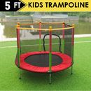 Kids Trampoline 5Ft Round Jumping Trampolines Enclosure Safety Net Outdoor Gift