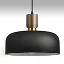 11.6" Modern Black Hanging Light,Large Pendant Light for Kitchen Island,Solid Wood with Hammered Shade,Adjustable Retro Dome Industrial Ceiling Lighting Fixture for Dining Room Hallway Entrance