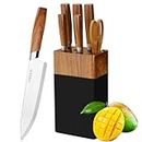 lapelux 6-Piece Knife Set with Block,Kitchen Knife Sets with Sharpener,Stainless Steel Knivese for Cutting Meat/Vegetables/Fruit, Slicing, Dicing...