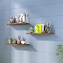 Klaxon Engineered Wood Samara Wall Shelves Pack of 3 (16 * 6 Inches) - Forest Dark (DIY)