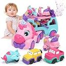 Lehoo Castle Toys for 2 Year Old Girls, Toddler Toys for 3 Year Old Girls, Unicorn Gifts for Girls, Girls Toys Transporter Carrier Truck with Light and Sound
