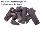 9 Piece Wood-like decorative Ceramic Log Set for fireplaces,stoves, gas firepit