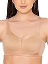 Clovia Powernet Solid Lightly Padded Full Cup Wire Free Spacer Cup Bra (BR2339P24_Beige_34E)