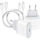 25W 4-Pack Rapido Cargador Replacement for iPhone 11 12 13 14/ 14Pro/ 14 Plus/ 14 Pro MAX Mini SE XS XR X 8 7 6, iPad, USB C Rápida Enchufe y 2M Cable Charger Adaptador 6FT Cabezal Nisiyama