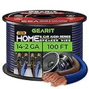 GearIT Pro Series 14AWG Speaker Wire, 14 Gauge Speaker Wire Cable (100 Feet / 30 Meters) Great Use for Home Theater Speakers and Car Speakers, Transparent Black/Blue