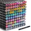 Alcohol Markers 100 Colors Art Markers for Drawing Professional Dual Tips Blender Markers Permanent Marker for Adults & Kids,Alcohol Based Markers Sketch Markers