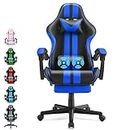 Ferghana Gaming Chairs with Footrest,Computer Game Chair,Massage Gaming Chairs,Christmas,Xmas Gift,PC Gaming Chairs for Adults Teens for Gaming Live Streaming Room(Navy Blue,Racing Version)
