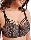 Adore Me | Sexy Lingerie for Women | Trezza Contour Plus Size | Geo Lace Cups & Frame | Available in 38DD-46DD, Jet Black, 40D