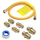 Solimeta 48" Flexible Gas Line Kit for Dryer, Stove, Gas Appliance Connector Kit, Gas Connector Hose