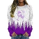 MOLayys My-account,Amazon Deals for Black of friday,Light Hoodie Zip up Women Women's Round Neck Long Sleeved It's Wine O'clock Wine Glass Womens Soft (Purple #3, XL)