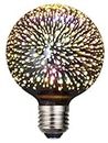 KLED LED Vintage Edison Bulb, G95 3W, Fireworks Filament Bulb 3D Colorful Lamp Bulb , 300 Lumen, 2700K (Warm White), Decorative Light Bulb, Medium Base E27, 82-265v (G95)
