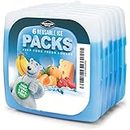 Dynamic Gear Reusable Ice Pack Blocks, 6 Pack | Slim, Lightweight, Portable Freezer Block | Cooler Ice Packs for Lunch Box/Bag, Cool Bag, Fishing Box, Picnic Bags | Travel, Sport, Camping Gear Coolers