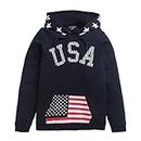 Hopscotch Boys Cotton Text Print Full-Sleeve Hooded Sweatshirt in Navy Color for Ages 9-10 Years (LRE-3753090)