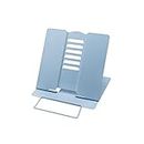 Desk Book Stand WorthPlanet Metal Reading Rest Book Holder Lightweight Bookstand with 6 Adjustable Angles and Paper Page Clip for Textbook, Recipe, Magazine, Paper Tablet W160002 (Light Blue)