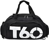 HOUSEHOLD CULTURE Men Women Outdoor Sport Bags T60 Waterproof Luggage/Travel Bag/Gym Sport Backpack Multifunctional Sports Bag (Black)