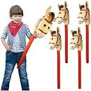 Novelty Place 4 Pcs Inflatable Stick Horse Toy - 38 Inches Inflate Horsehead Balloons for Boys and Girls, Perfect for Cowboy Themed Parties, Decorations, and Imaginative Playtime