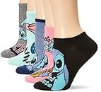 Disney Women's Lilo & Stitch 5 Pack No Show, Black Assorted, Fits Sock Size 9-11 Fits Shoe Size 4-10.5