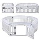Pet Playpen for Dogs Heavy Plastic Puppy Exercise Pen Indoor Outdoor Small Pets Fence Puppies Folding Cage 6 Panels for Puppies and Small Dogs House Supplies (White 6*Panel)
