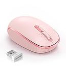 TECKNET Wireless Mouse, 2.4G Quiet Computer Mouse with USB Receiver, 4 Buttons Portable Cordless Mice for Chromebook, Laptop, PC, Mac, 800/1200/1600 DPI - Pink