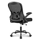 Winrise Office Chair Desk Chair, Ergonomic Mesh Computer Chair Home Office Desk Chairs, Swivel Task Chair Mid Back Breathable Rolling Chair with Adjustable Lumbar Support Flip Up Armrest (Black)