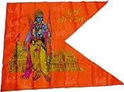 La Jarden® Beautifully multicolored Shree Ramji flag, Flag of shree Ram for Temple, ram mandir ka jhanda, prabhu ramji ki pataka, bhagwan ram ki dhwaja, kesariya jhanda jai shri ram printed [MEDIUM SIZE 40x28 inches] (1nos.)