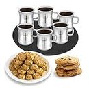 VRIND Stainless Steel Cute Coffee Cups - Double Wall | Damru Shape (Small Size) (Set of 6) (80 ml Each)