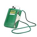 Small Genuine Leather Phone Crossbody Bag, Multifunctional Phone Wallet Shoulder Bag Card Holder Purse for Women Men, Fashion Casual Mobile Phone Pouch Messenger Bag for Travel Outing Green