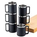 METSTIK Tea Cups, Tea Cups Set, Steel Cup, Coffee Cup, Cup Set, Mug Set (Pack of 6, Black, 200 ml)