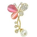 Zinc Alloy Jewelry Clothing Accessories Cat's Eye Stone Brooch Diamond Butterfly Brooch Clothing Accessories