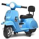 COSTWAY Kids Ride on Motorcycle, 6V Electric Riding Toy with Training Wheels, LED Lights, Music & Horn, Battery Powered Motorbike for Toddler Ages 3+ (Blue)