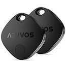 ATUVOS Smart Luggage Tracker Tag and Key Finder 2 Pack, Works with Apple Find My (iOS Only, Android not Supported), Bluetooth Item Locator for Car Keys, Bags, Wallets, Suitcase, Replaceable Battery.
