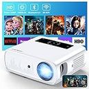 GROVIEW Projector, 4k Projector with WiFi and Bluetooth Support, 15000lux FHD 1080P Portable Projector for Outdoor Moive, 300'' Theater, Zoomable, [One-Step Mirroring] for iOS/Android, TV Stick, PS5