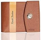 Koochi Wallet for Men Magnet Lock Tri-Fold Faux/Artificial Leather/PU Tan