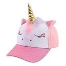 MEIOOFIC Unicorn Baseball Cap Kids Rhinestone Hat Adjustable Hat,for Summer Outdoor Sports Recreation Travel Hiking Party Gift (Pink White)