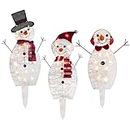 Light Up Snowman, 3pcs LED Snowman de Snowman décorations de Noël, Ornements artificiels acryliques de Neige avec Batterie pour la pelouse de Jardin