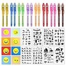Ulifeme 16pcs UV Pens + 8pcs Small Notebook + 8 Kinds of Drawing Stencils Set for Kids Party, Spy Magic Secret Pen with Invisible Ink and UV LED Light, Gift Toy Kit for Birthday Party & Kids Favours