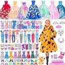50 Pcs Doll Clothes and Accessories for 11.5 Inch Girl Dolls Including-1 Doll,Formal Dresses, Plush Coat, Dresses, Casual Outfits, Swimsuits, Shorts Set and Accessories(One Doll)