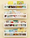 WooDinto Kids Bookshelves for Girls Room Set of 4, Floating Book Shelves for Baby Girl Nursery Wall Deocr, 24 Inches Long Wall Mounted Bookshelf for Toddler Kid Child Teens Bedroom (White)