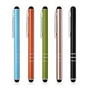 Eingabestift 5 Stück Touchstift Stylus Pen Touchscreen Stift für iPhone Samsung Galaxy Huawei Tablets und Alle Smartphone, Farbe：Schwarz, Gold, Grün, Orange, Blau