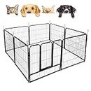 Taily Dog Playpen 8 Panel Pet Cage Puppy Pen Enclosure Fence Exercise Foldable Metal Play Yard 60CM