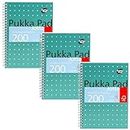 Pukka Pad, A5 Metallic Jotta Book 3-Pack for Home, School, and Office – 15 x 21cm – Wirebound Notebook with 8mm Lines and 80GSM Paper – Features Perforated Edges - 200 Pages, Green
