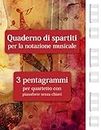 Quaderno di spartiti per la notazione musicale - 3 pentagrammi per quartetto con pianoforte senza chiavi (Italian Edition)