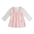 haus & kinder 100% Cotton Baby Girl Frocks and Dresses with Tshirt for 3-6 Months | Full Sleeve Girl Dungaree With T-shirt | Pink