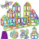 Magnetic Building Blocks Magnetic Tile 40PCS, Magnetic Tiles for Kids, Clear 3D Magnetic Blocks Set for Kids 3 4 5 6 7 Year Old Boys Girls Gifts