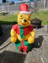 Disney WINNIE THE POOH ON PRESENT CHRISTMAS Airblown Inflatable 2009 GEMMY.  4ft