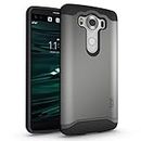 TUDIA Slim-Fit MERGE Dual Layer Protective Case for LG V10, Shockproof Heavy Duty Soft TPU Hard PC Rugged Military Grade Shock-Absorption Protective Phone Cover (Metallic Slate)